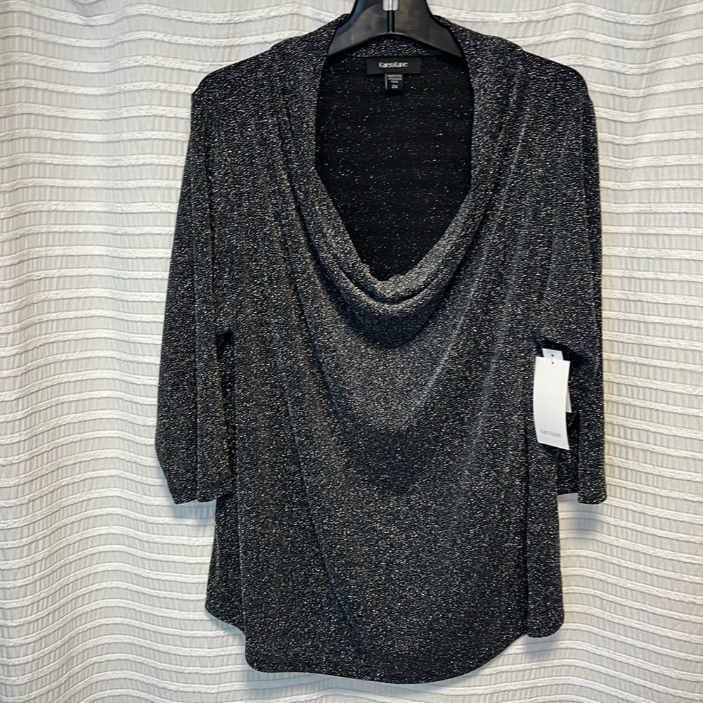 NWT Karen Kane Silver Ahead Draped Cowl Neck Top
